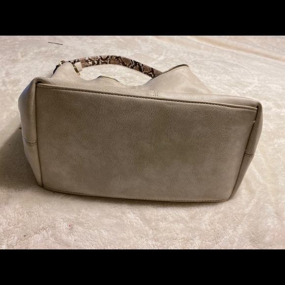 White Tote with Snakeskin Accents - Picture 3 of 4